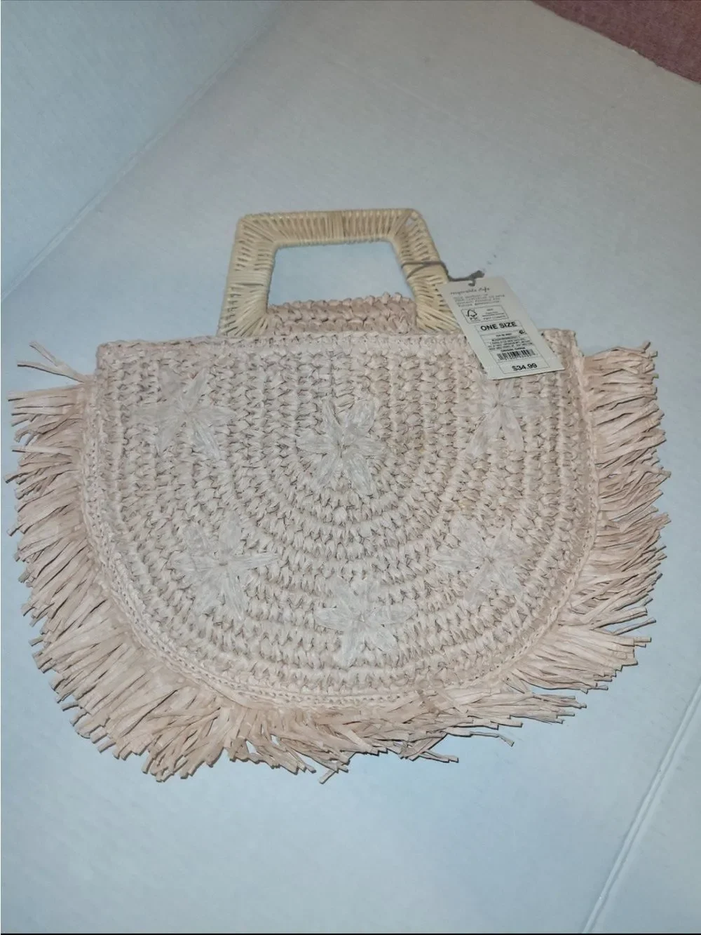 Woven Fringe Straw Tote Bag -also have matching sandals in closet